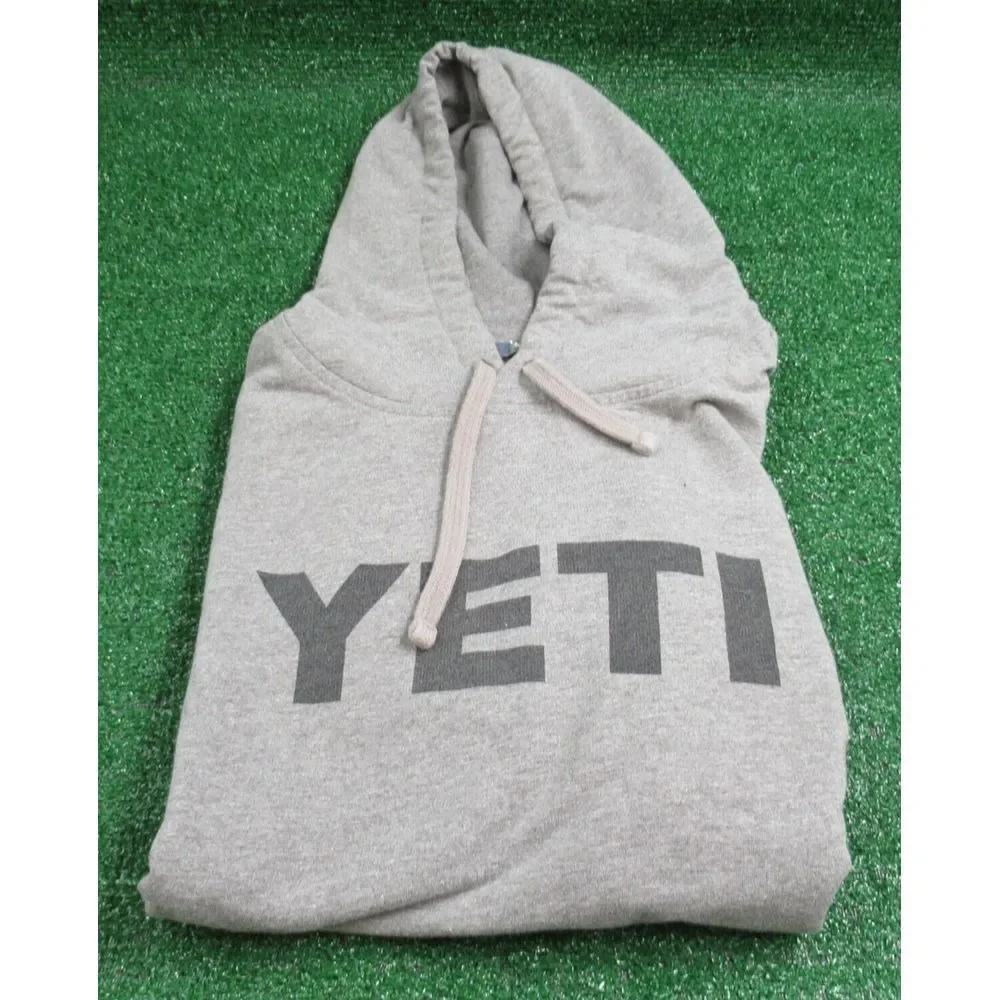 YETI Hoodie Mens Medium‎ Gray Long Sleeve Pullover Graphic Hooded Cooler